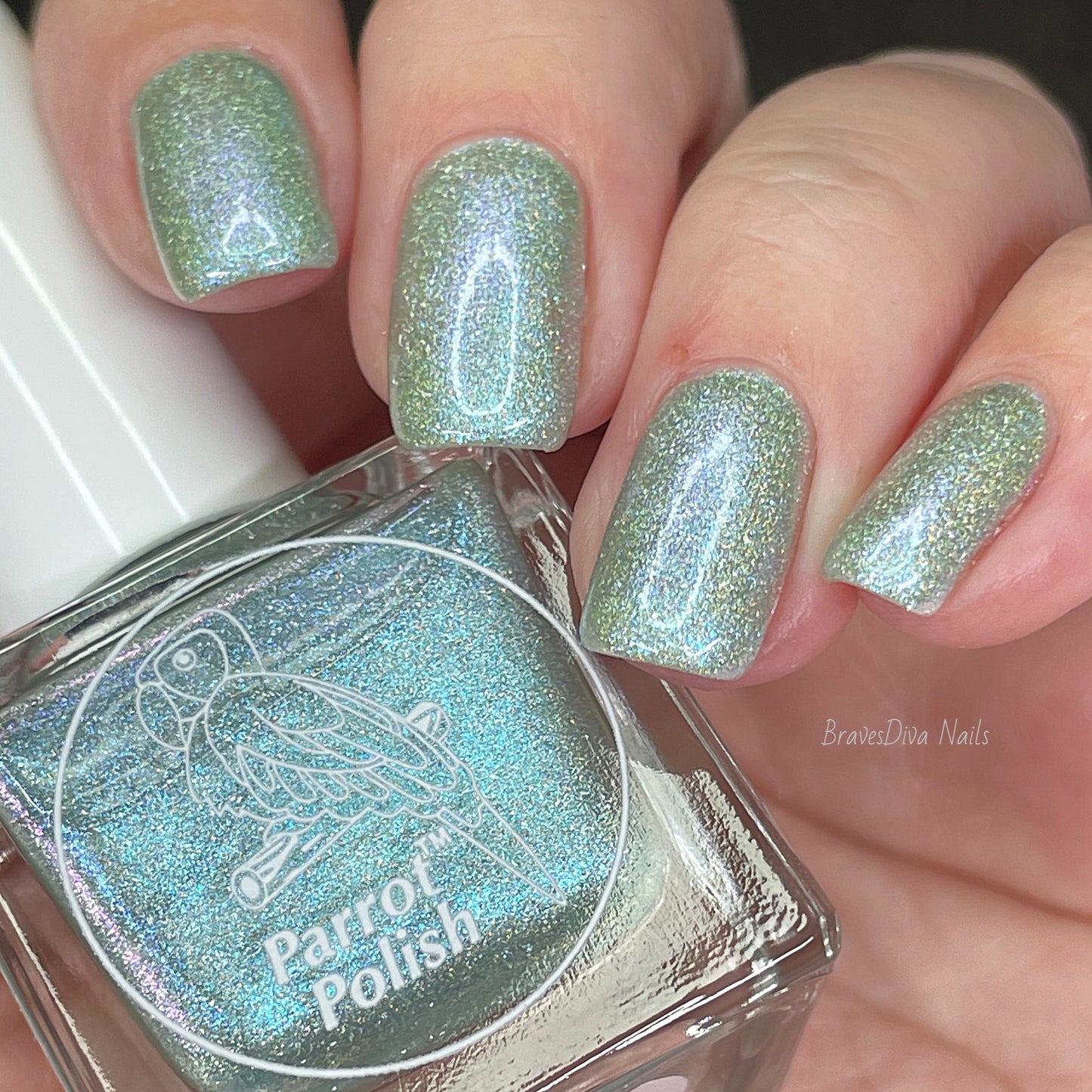 Parrot Polish "Courage" 2024 Spring  Aqua/Gold Ultrachrome Holographic